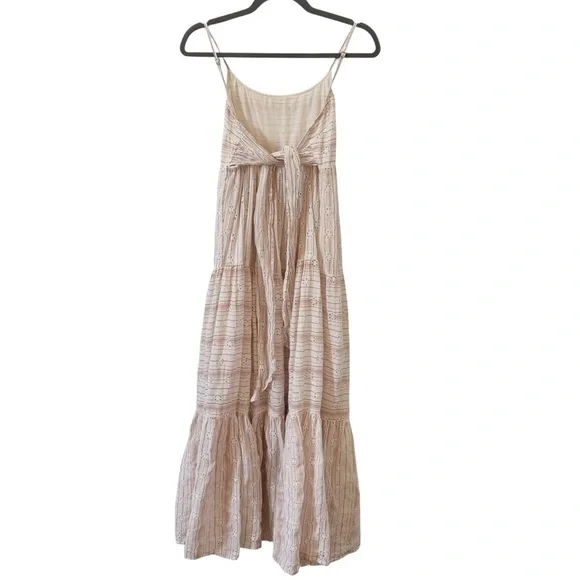 L*Space Santorini Maxi Dress "Falling For You" Eyelet Metallic Stripes Sz M - Picture 9 of 12